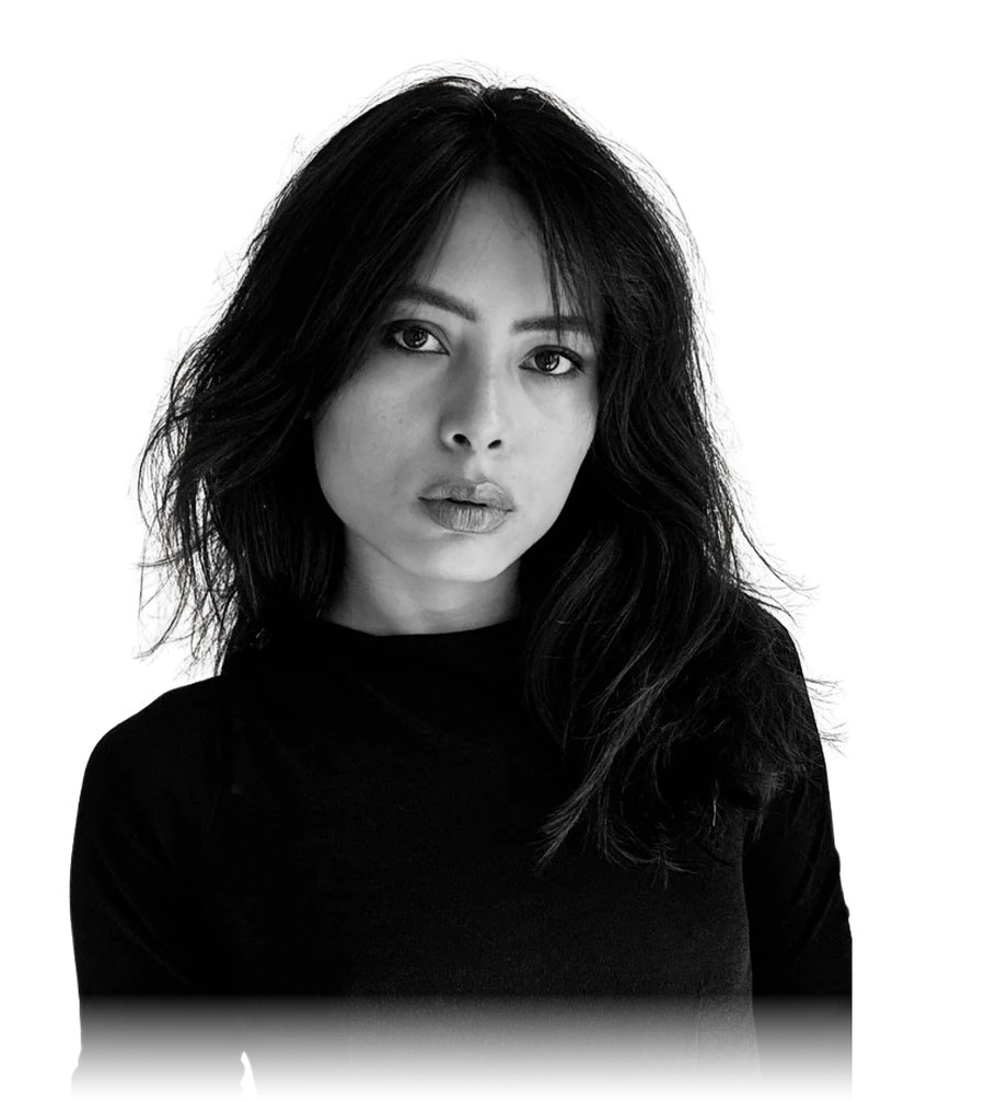 Black and white portrait of Ena Shrestha